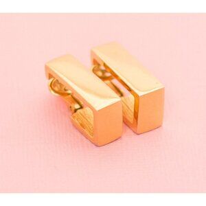 Vintage Gold Tone Brick Clip On Earrings | Avon H9